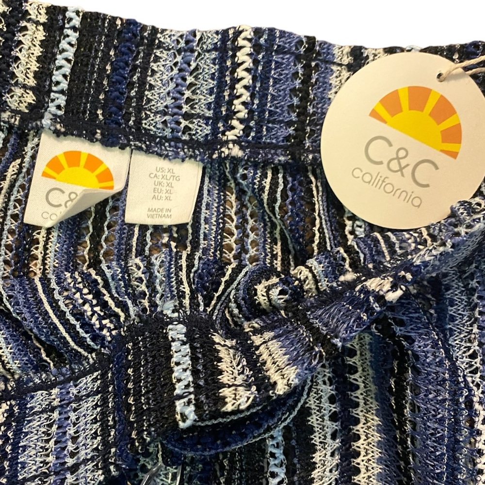 C & C California Blue Striped Open Knit Long Skirt Swim Cover Up X-Large NWT‎ - Picture 6 of 7